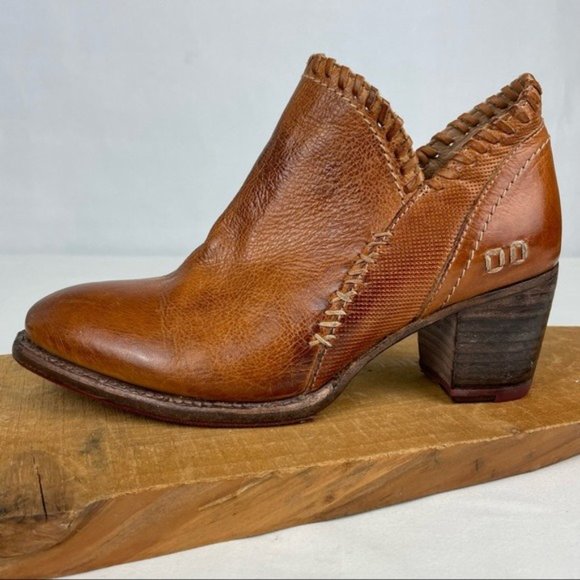 Bed Stu Carla Boot Mustard Rustic Low Leather Ankle Booties Organically Tanned - Picture 2 of 15